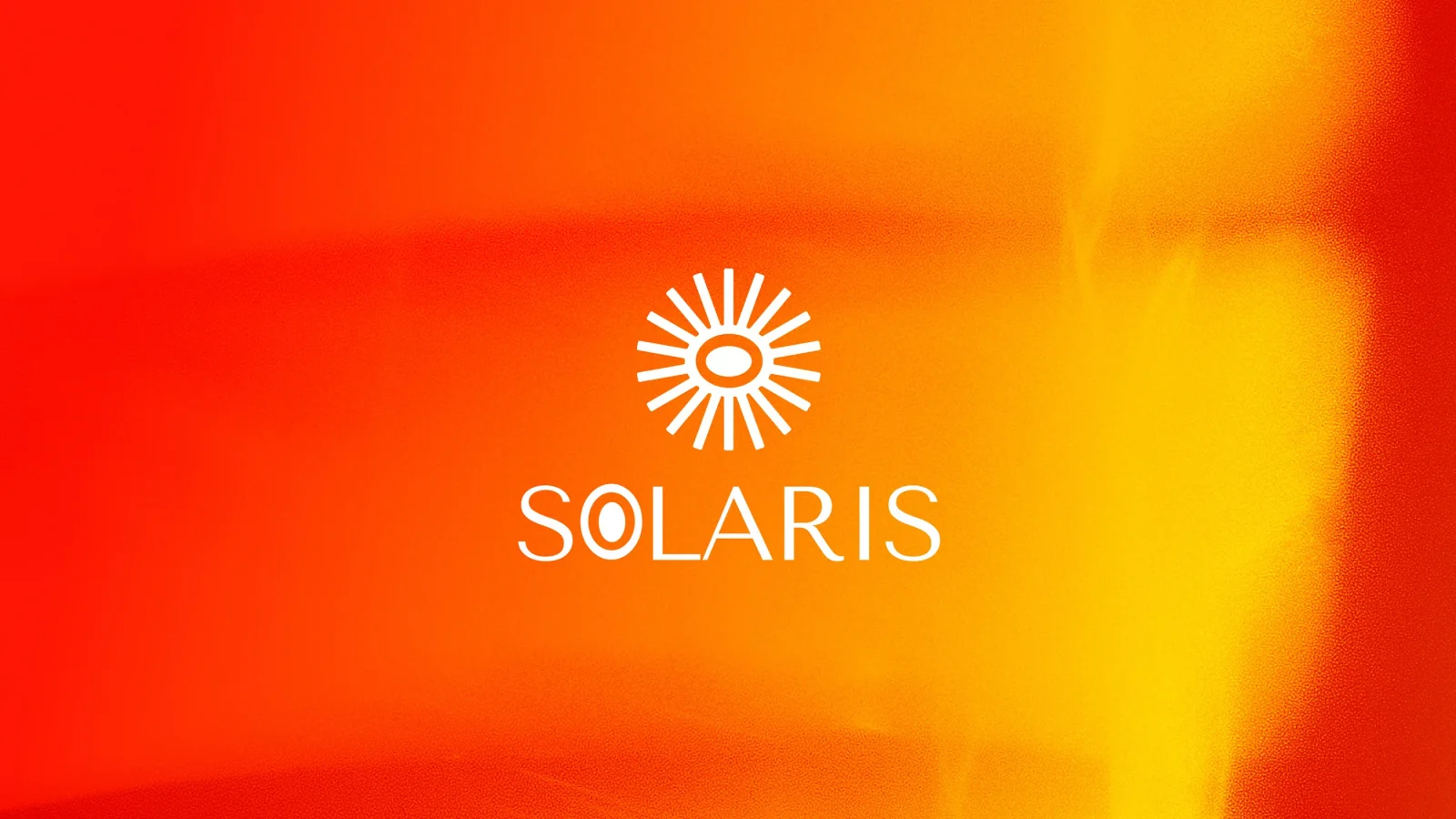 Solaris sun-inspired white symbol and wordmark on a warm orange and yellow gradient.